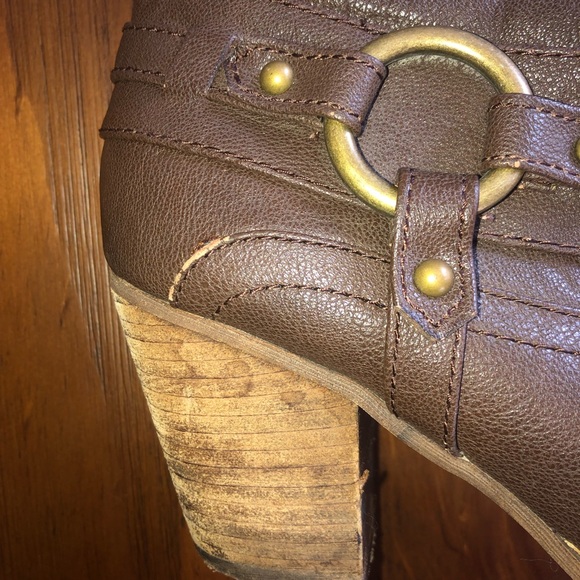 Guess Brown Cowboy Ankle Boots 8 Stacked Heel - Picture 8 of 8